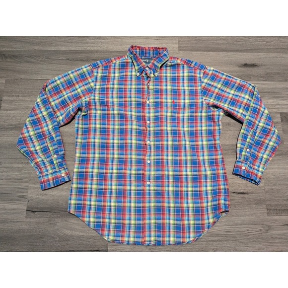 Ralph Lauren Other - Ralph Lauren Men's Multicolor Plaid Linen Cotton Blend Long Sleeve Shirt Size XL